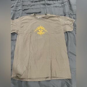 Mens Olive Graphic T-Shirt with Sun Eye Design